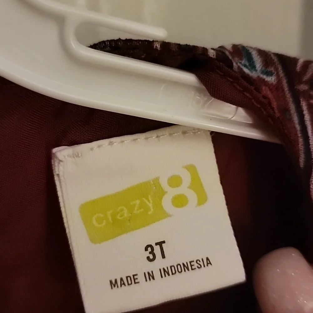 Crazy 8, Adorable girls 3T, burgundy paisley dress.